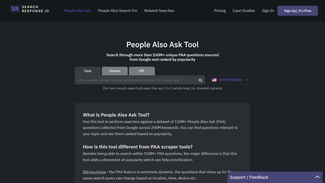 People Also Ask Tool | SearchResponse.io